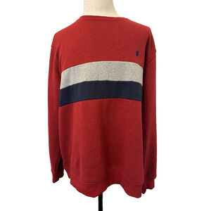 IZOD Men's Advantage Performance Sweatshirt Size 2XL Red With Gray & Blue Stripe